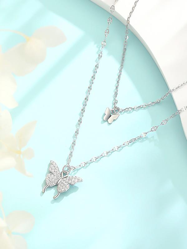 ネックレス レディース S999シルバー製 蝶々 バタフライ 鎖骨チェーン シルバーアクセサリー 華奢 個性的 デイリー使い 誕生日 記念日 プレゼント