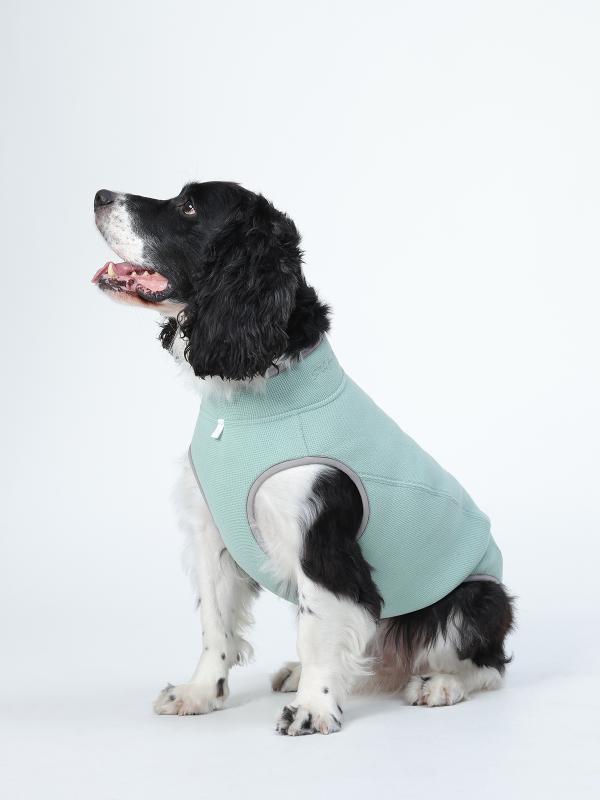 ドッグウェア 犬用 ベスト 厚手 保温 防寒 両面フリース 静電気防止 ハイネック カジュアル スポーティ 日常 普段使い 秋冬 ガーデニアイエロー スカイブルー