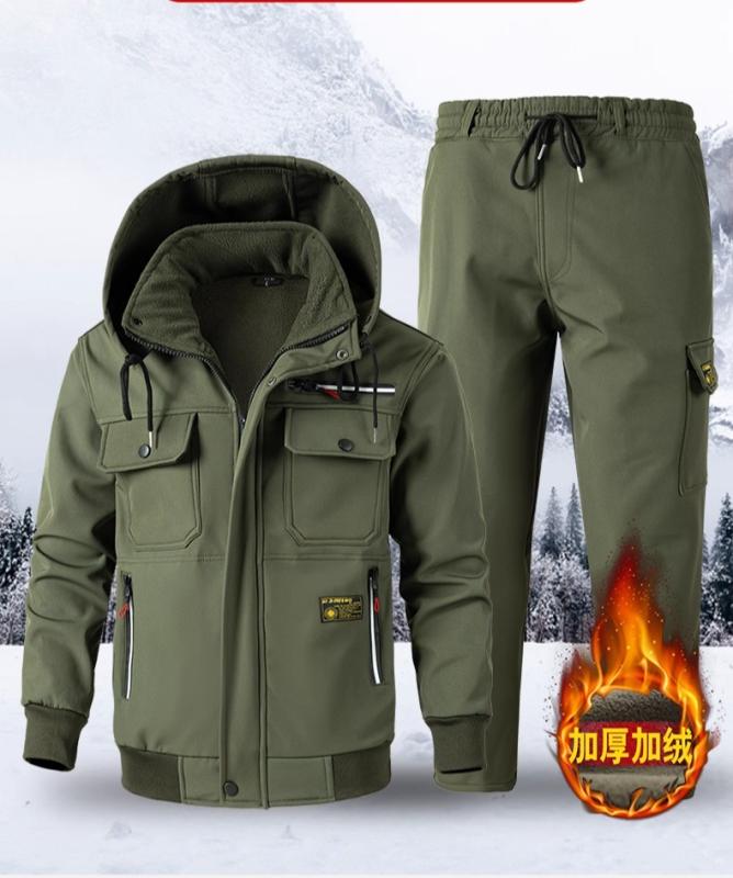 作業服 メンズ 男性用 秋冬 裏起毛 厚手 防風 防水 セットアップ ワークウェア 建設作業 建築現場 耐摩耗性 耐久性 アウトドア 上下セット