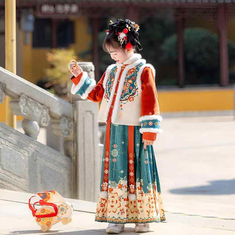 キッズ 女の子 漢服 唐装 チャイナドレス 冬 裏起毛 厚手 古風 中国風 正月 晴れ着 お祝い 礼服