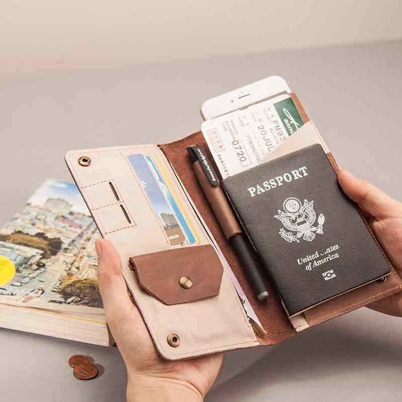 札入れ メンズ レディース 渡航免状入れもの 本革 レトロ 分かりやすい 牛皮 周遊 ウォレット 外国で旅する 出張 アウトドア 持ちはこぶ納める 歌留多納める 大電気容量 バイ色合い クラッチウォレット