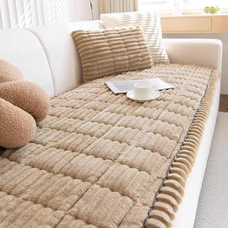 長椅子覆いかぶせる ＦＲＧ製 朦々たる 押し並べて型 ケイ素樹脂上滑り打ちきり 毛足 ふわふわ 保温 蓄熱 防塵 洗い濯ぎ機可 帯電押しとどめる 耐摩耗 無地 秋冬 珈琲 白 ともし火薄墨色
