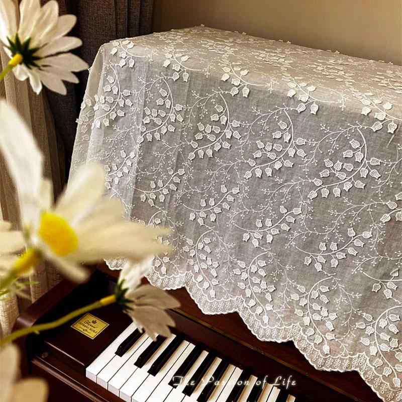 洋琴覆いかぶせる 引き上げるともし火 二分の一 居敷き 立体刺しゅう 水溶性スピード競技 北欧風 アメリカン フレンチ表現スタイル 防塵 陰電子洋琴 ライトラグジュアリー 白 花柄 パールかざり付ける
