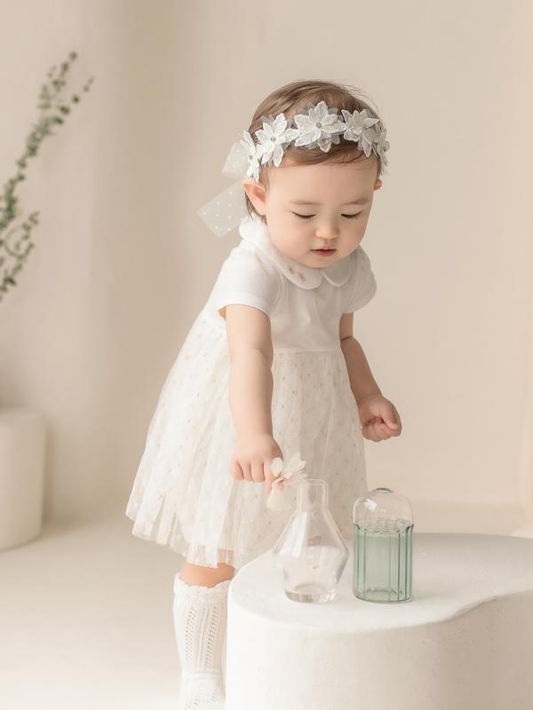 ヘアバンド 女の子 ベビー キッズ プリンセス風 花柄 レース かわいい おしゃれ アイボリー 6-12ヶ月 乳幼児 韓国製 お出かけ 普段使い フォーマル 春夏