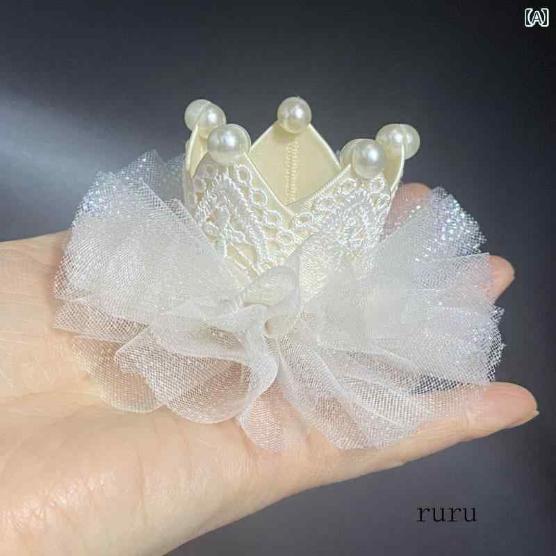 ヘアアクセサリー ベビー 女の子 手作り レース 王冠 クラウン プリンセス 誕生日 バースデー ヘッドドレス ヘアピン ヘアクリップ ヘアバンド オフホワイト ライトグレー