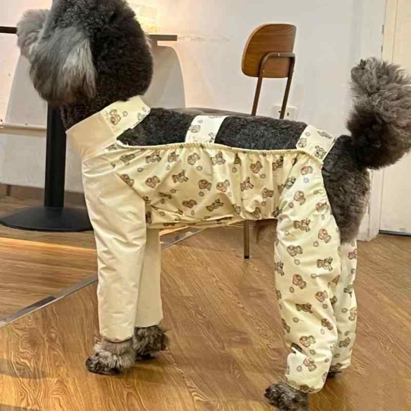 ペットウェア ドッグウェア 犬用 大型犬 長毛種 アウトドア 散歩 泥よけ 足汚れ防止パンツ 防水 撥水 防塵 カジュアル つなぎ カバーオール ズボン