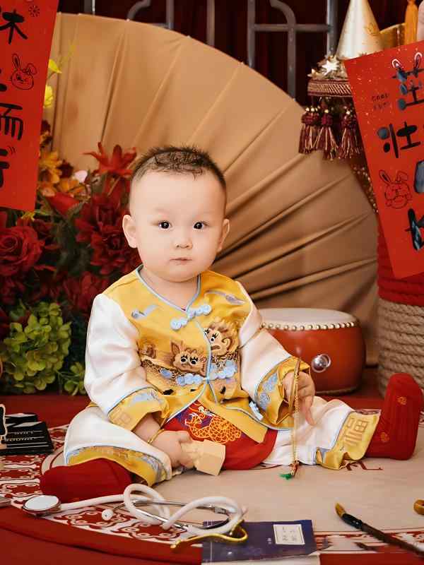 もの言う花 お坊っちゃん 礼服 お祝い背広 瀬戸もの風 唐装 中国風刺しゅう ゴールド お宮参り お食い初め 1歳生まれ落ちる日 選び取り 不死化映画化 春夏秋 フォーマルウェア