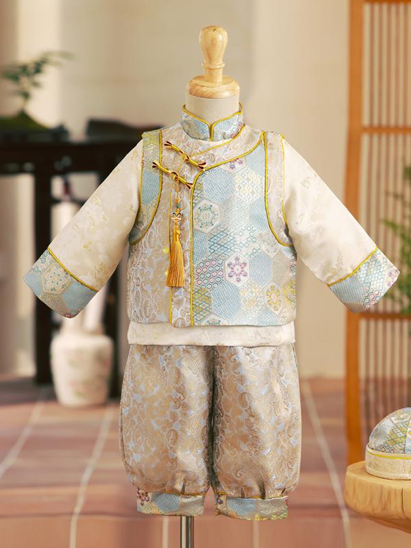 ベビー服 お坊っちゃん 1歳 2歳 3歳 中華風 唐装 フォーマル 礼服 選び取り 御召しもの 旧正月 お正月 祝賀会 祝する日 長袖 ポリエステル 秋冬 朦々たる