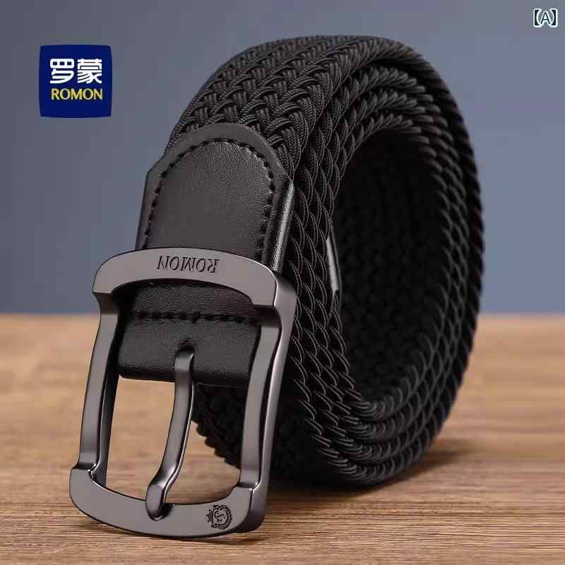 ベルト メンズ レディース ナイロン キャンバス タクティカル 伸縮性 ストレッチ 編み込み メッシュ 穴なし 無段階調整 カジュアル ピンバックル 合金