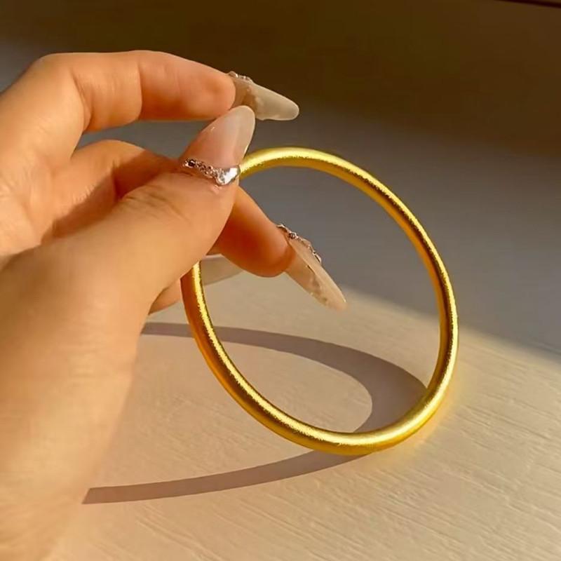 ブレスレット レディース 女性用 クラシック ゴールド バングル 腕輪 古代工法 伝統 シンプル プレーン メッキ 無垢 普段使い お出かけ マット加工 光沢仕上げ アクセサリー