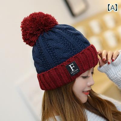 ニット帽 レディース かわいい 秋冬 裏起毛 防寒 耳あて付き ワッチキャップ カジュアルスタイル パッチ ゆったり 深め 普段使い お出かけ 買い物 メンズ 黒 白 ピンク