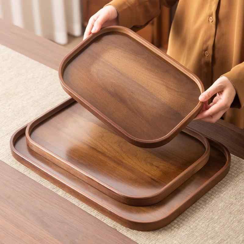 お盆 身寄り用 ＦＲＧ風 ウォール中毒者 木製 純乎たる材 赤銅色 多角形 丸型 角型 功夫茶器 お茶ひと休み 茶具 フルーツ お兄ちゃん スイーツ 乾荒原 サービング 一皿 ちゃぶ台