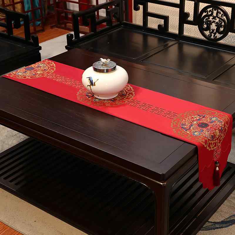 テーブルランナー ベッドランナー 結婚式 ウェディング 新築祝い 中国風 モダンチャイニーズ コーヒーテーブル ティーテーブル テレビ台 長方形 ライトラグジュアリー おしゃれ 赤 深い青 金