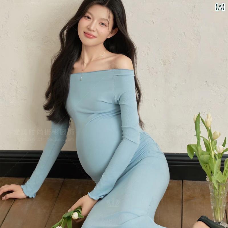 ワンピース マタニティ レディース 韓国 ミニマル シンプル 優雅 透明感 ポートレート 記念写真 スタジオ撮影 芸術作品 衣装 ドレス