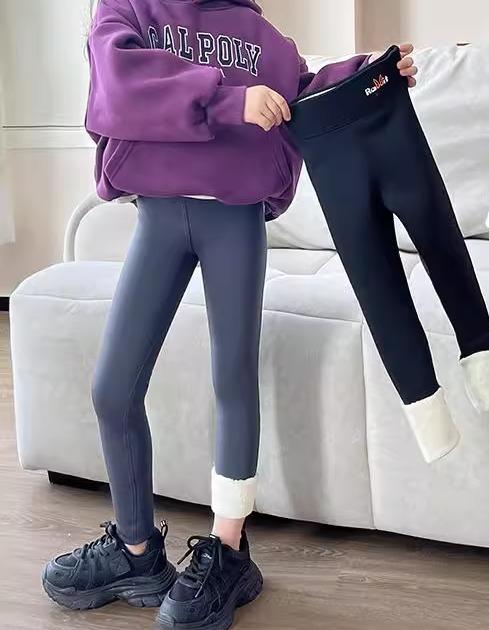 パンツ 女の子 キッズ 秋冬 厚手 裏起毛 一体型 シャークパンツ レギンス スパッツ 防寒 保温 暖かい 美脚 ナイロン ポリウレタン ストレッチ 韓国 普段使い ブラック グレー