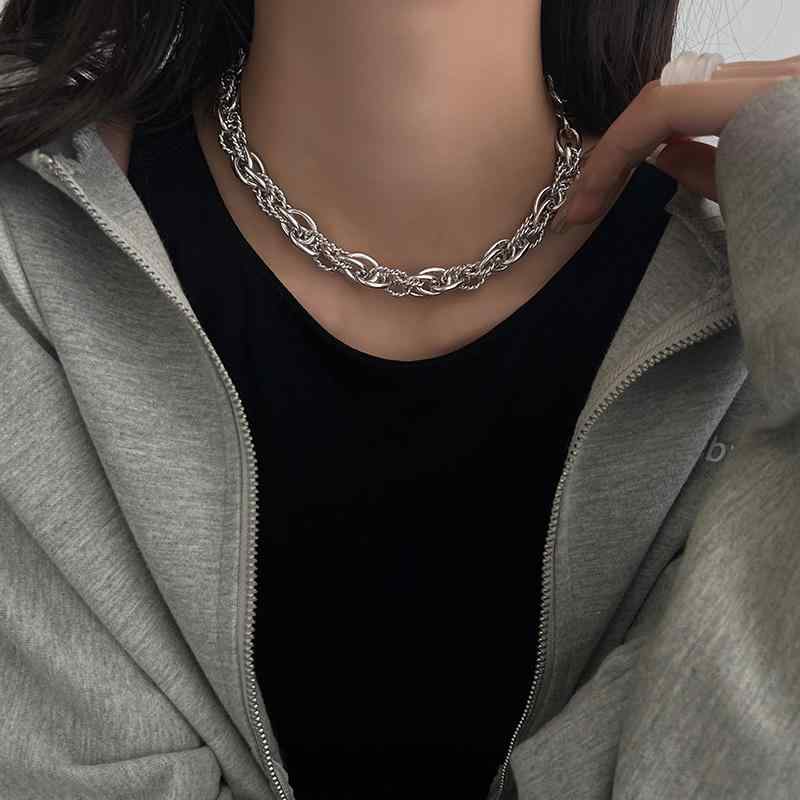 ネックレス レディース 太めチェーン シルバー925 欧米風 個性派 ヒップホップ トレンド ストリートファッション 普段使い おしゃれ 存在感 チョーカー 大人カジュアル モード系｜フロントップ店