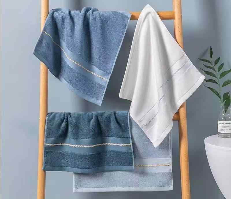 ハンドタオル メンズ レディース カップル 竹繊維 厚手 吸水性 速乾性 毛羽落ちしない ソフト 通気 洗顔 家庭用 普段使い ミニタオル 正方形 ブルー系 ホワイト