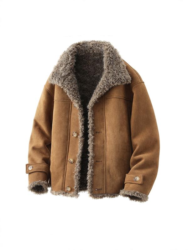 ジャケット メンズ 男性用 ショート丈 ライダース 裏ボア 厚手 ムートン一体型 ビッグサイズ 中綿アウター 秋冬 防寒 保温 カジュアル 普段使い ポリエステル ブラウン ダークブラウン