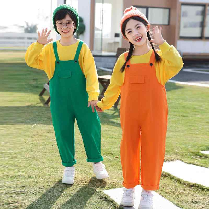 オーバーオール サロペット 男の子 女の子 キッズ カラフル 合唱 発表会 演出 運動会 幼稚園 保育園 団体服 ユニフォーム 衣装 綿 コットン 秋冬