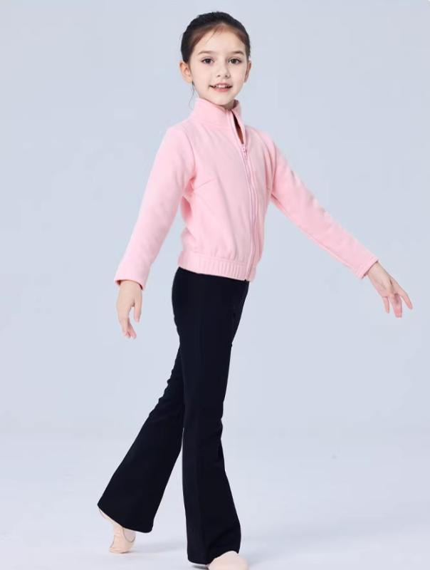 バレエウェア キッズ 女の子 裏起毛 ウォームアップジャケット 長袖トップス 秋冬 ダンス ヨガ 練習着 レッスン着 セパレート 上下セット 綿 黒 ピンク 紫