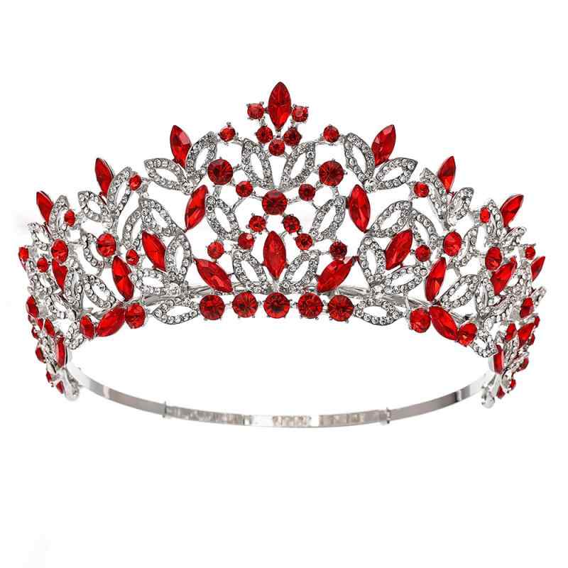 ティアラ レディース 王冠 冠 ヘアアクセサリー ヘッドドレス 結婚式 発表会 パーティー 高級感 電気メッキ加工 ジルコニア 合金 調整可能 大ぶり ゴージャス キラキラ 華やか 上品 プリンセス ホワイト レッド ブルー