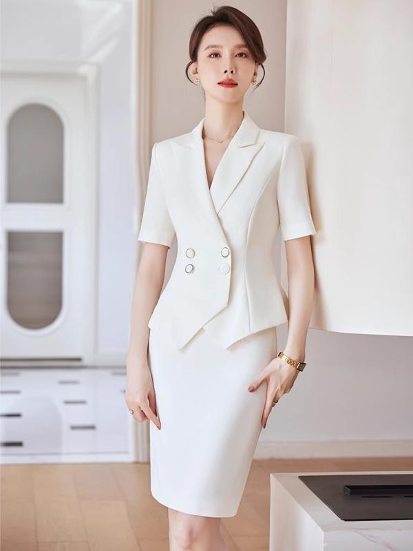 セットアップ レディース 春夏 事務服 かまい付ける 受け付け テーラードジャケット 半袖 スコート タイトスカート ひざ丈 執務室心地好い 通い 好いたらしいめ 飛び切り感 ポリエステル 白いこと 米国海軍 青み 窈窕たる 商行為 5分袖