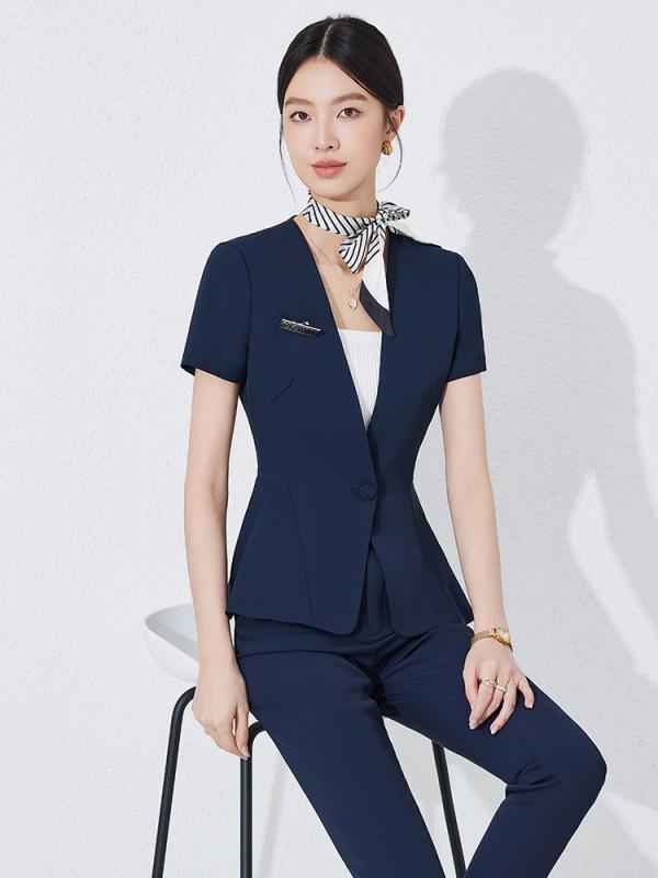 セットアップ レディース スーツ 事務服 接客 受付 半袖 ジャケット タイトスカート パンツ 春夏 ストレッチ ビジネス オフィス ポリエステル ブラック ネイビー ホワイト 高級感 上品 通勤 ウォッシャブル