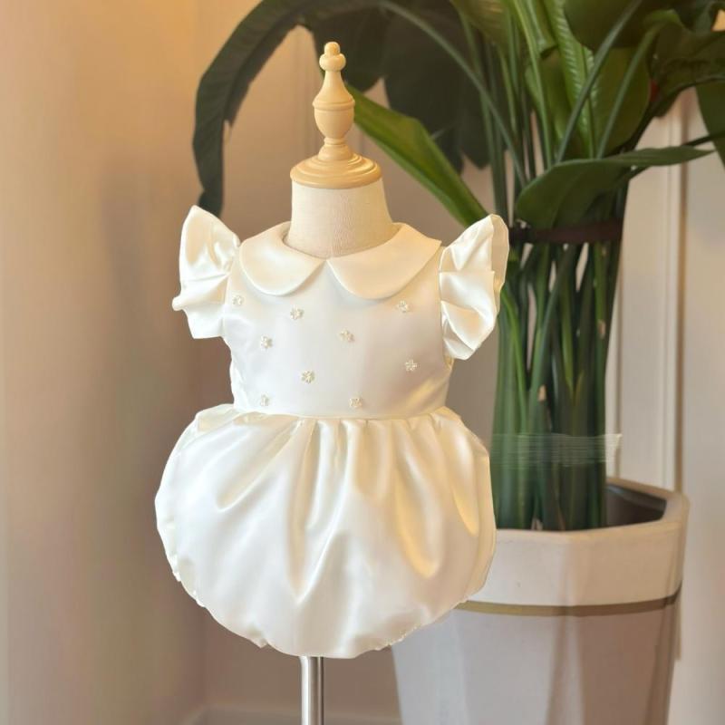 ロンパース 女の子 ベビー ワンピース ドレス 1歳誕生日 百日祝い 結婚式 高級感 春夏 フリル袖 プリンセス かわいい チュール レース 半袖 フォーマル 柔らかい ポリエステル ピンク アイボリー