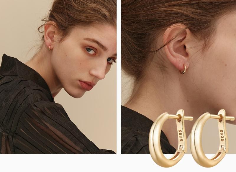 ピアス イヤリング レディース フープ リング メッキ ゴールド スターリングシルバー925 マット仕上げ 個性的 キャッチレス 通勤 オフィス ビジネス おしゃれ シンプル 大人カジュアル スタイリッシュ 普段使い プレゼント｜フロントップ店