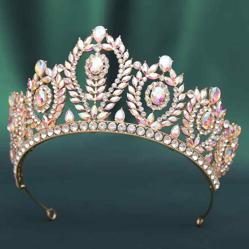 ティアラ レディース クラウン ヘッドドレス ヘアアクセサリー 髪飾り 結婚式 挙式 パーティー バロック ブライダル 豪華 高級感 ラインストーン ジルコニア 水晶 合金 シルバー ゴールド ホワイト 電気メッキ加工 プリンセス エレガント