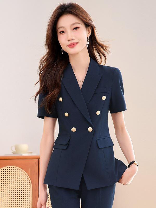 セットアップ レディース ブラック グレー ネイビー 春夏 ビジネス オフィス 事務服 スーツ 半袖 ジャケット パンツ スカート スリム 通勤 正装 制服 仕事着 ストレッチ 上下セット 膝丈 フォーマル リクルート 就活 無地