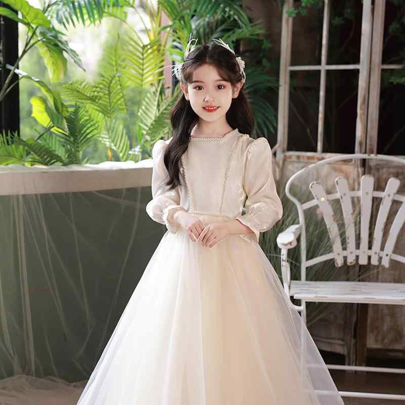 ドレス 女の子 キッズ 子供 誕生日 結婚式 発表会 プリンセス 高級感 フレンチスタイル かわいい フラワーガール リボン レース チュール メッシュ 花柄 プリント ふんわり フォーマル 膝丈 Aライン ノースリーブ
