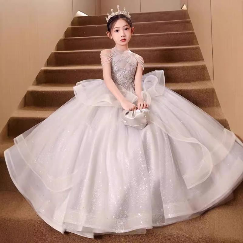 ドレス 女の子 キッズ 子供服 ワンピース フォーマル プリンセス ピアノ発表会 結婚式 パーティー 高級感 かわいい 華やか プリーツ ポリエステル リネン シャンパン ピンク ホワイト