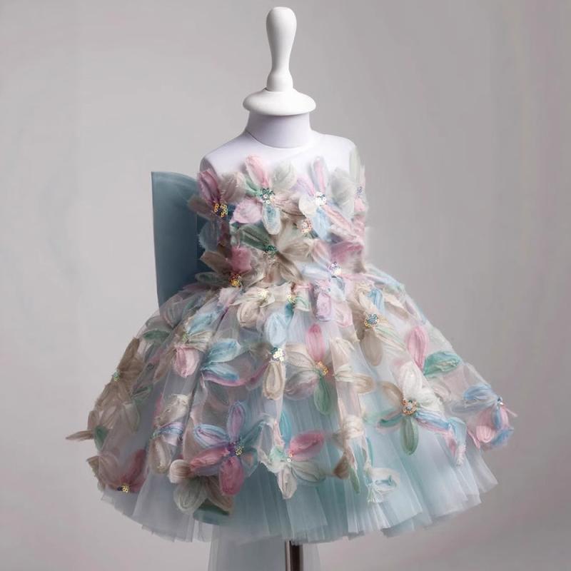 ドレス 女の子 キッズ 子供用 プリンセス ワンピース 誕生日 結婚式 発表会 リネン 麻 春夏 秋冬 スカイブルー ピンク 高級感 かわいい 幼児 フリル 肩出し レース リボン 背中開き 膝丈 チュール ギャザー｜フロントップ店