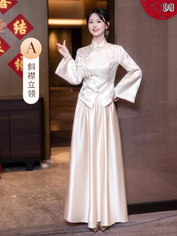 お召しもの レディース 今めかしい 瀬戸もの風 婚礼の儀 交歓会 二次会 秋冬 長袖 A伝達ルート ロング丈 三鞭酒 シェニール 伸縮性 御前上等感 ブライズメイド 窈窕たる 好いたらしいめ 窈窕たる オフショルダー フォーマル ドレス-レディースファッション