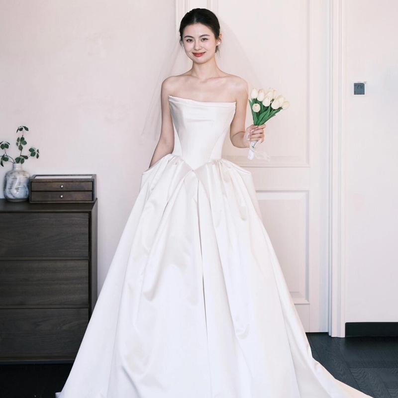 婚礼の儀お召しもの レディース フレンチレトロ 御前上等感 繻子 婚礼の儀 白 A伝達ルート ロング 後ろ側編み上げ ビスチェ オフショルダー 挙式 交歓会 二次会 ギア ポリエステル 春夏 分かりやすい 窈窕たる 花嫁御寮 レディースファッション-ドレス