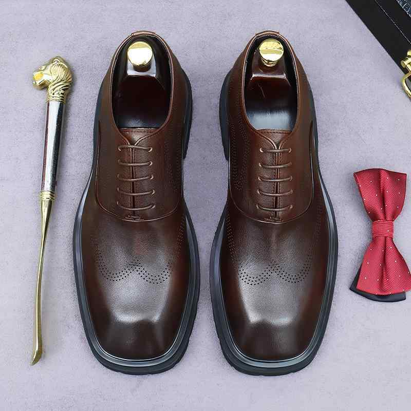 ビジネスシューズ メンズ レザー カウレザー 厚底 3-5cm 身長アップ シークレット 冠婚葬祭 通勤 営業 フォーマル カジュアル 紐靴 レトロ ラウンドトゥ ラバーソール 履きやすい 秋冬 光沢 ブラック コーヒー