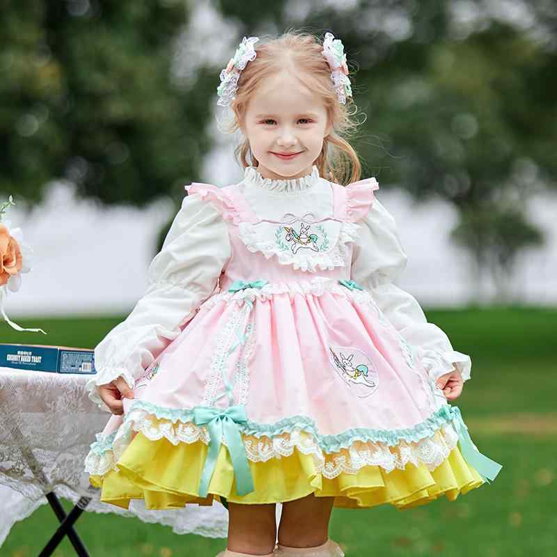 衣装 うしろ帯 キッズ ロリータ 刺しゅう 御姫様御召しもの フェイクレイヤード 長袖 チュールスカート 西洋菓子スコート 太陽面爆発 フラウンス 可愛らしい 綿織物 綿 告げ知らせる会 華燭の典 お呼ばれ サクラ色 烏兎 裏地 パフ捩り