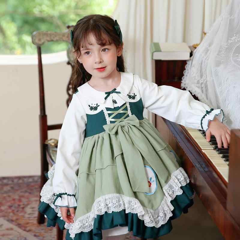 衣装 うしろ帯 キッズ 赤ちゃん服 ロリータ ロリィタ 御姫様 御召しもの ドクウツギ 綿織物 綿 長袖 A伝達ルート 朦々たる 裏起毛 烏兎 緑 可愛らしい 今めかしい 飛び切り感 告げ知らせる会 華燭の典 七五三 80-140糎