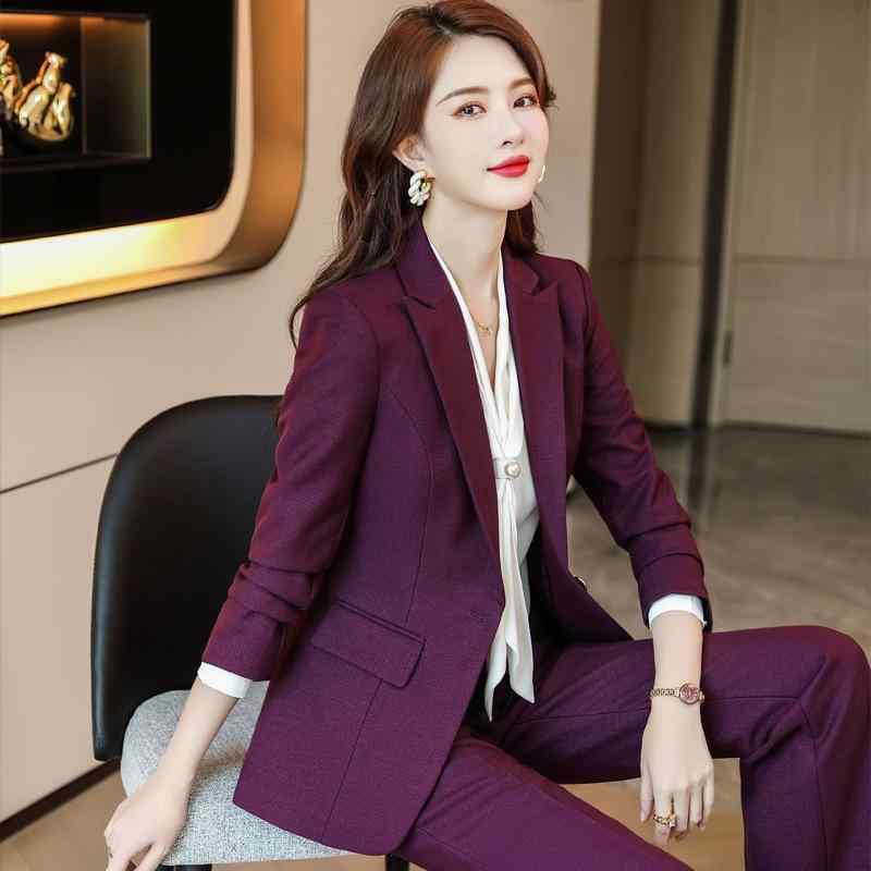 セットアップ レディース パンツスーツ テーラードジャケット 上下セット 秋冬 ビジネス オフィス フォーマル 事務服 就活 無地 長袖 ロングパンツ ブラック ブルー フューシャピンク シンプル きれいめ 高級感