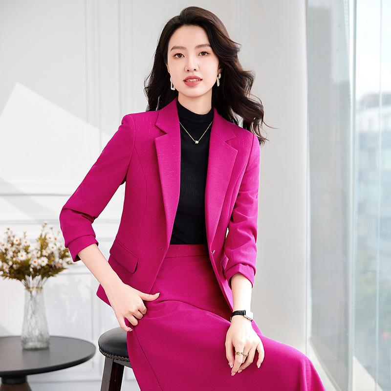 セットアップ レディース ストライプ テーラードジャケット タイトスカート スーツ 上下セット 通勤 オフィス フォーマル 事務服 きれいめ 上品 膝丈 秋冬 長袖 シェニール素材 高級感 スリム マゼンタ ブラック グリーン 40代