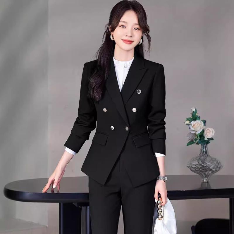 スーツ レディース セットアップ 秋冬 ジャケット パンツ スカート ビジネス フォーマル 通勤 事務服 制服 長袖 オフィス リクルート 面接 高級感 ポリエステル ブラック ネイビー グレー