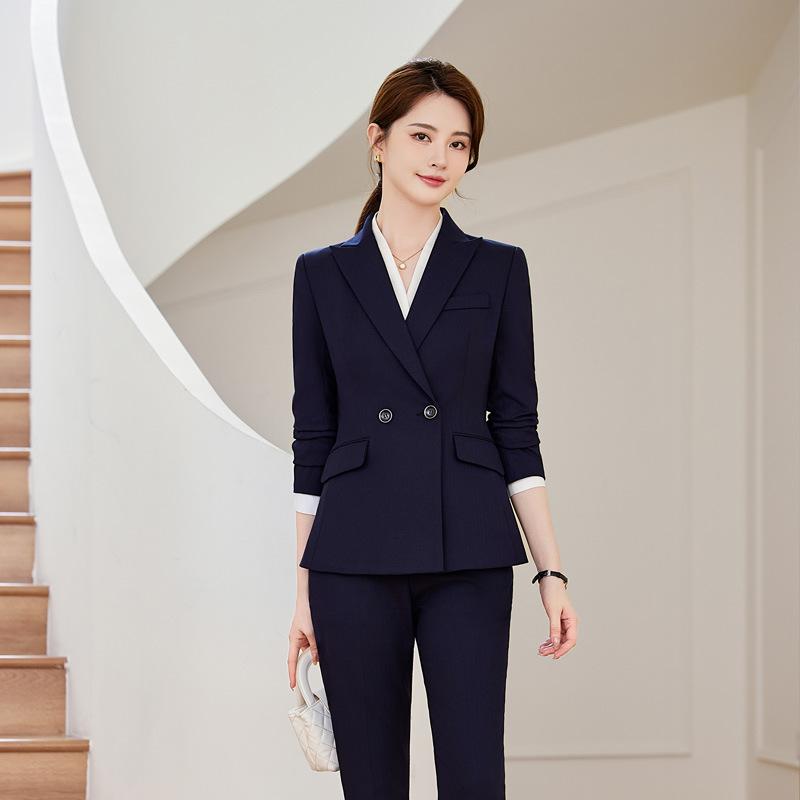 スーツ レディース セットアップ ジャケット パンツ スカート 事務服 通勤 フォーマル 高級感 上品 長袖 伸縮性 ポリエステル ストレッチ 防シワ 40代 秋冬 黒 ダークグレー ブルー