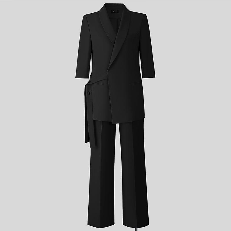 セットアップ レディース パンツスーツ ジャケット ズボン ビジネス フォーマル オフィス 30代 春夏 七分袖 ボタン テーラード 襟 ポリエステル スパンデックス 伸縮性 ストレッチ 高級感 接触冷感 吸湿速乾 通気性 事務服 ブラック プラム