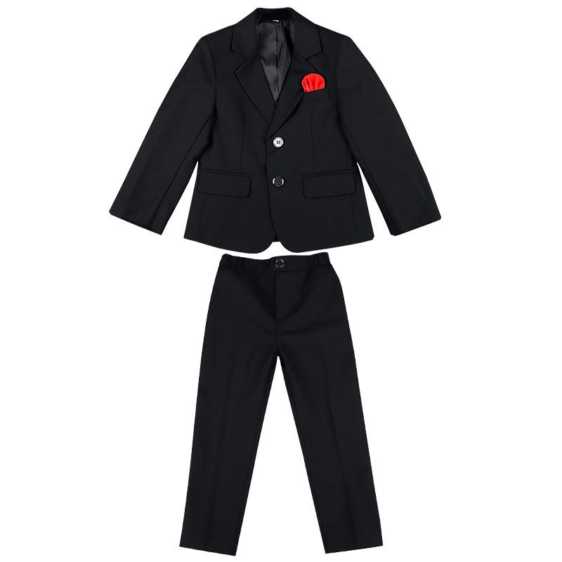 スーツ 男の子 キッズ 子供服 フォーマル セットアップ 上下セット 礼服 発表会 結婚式 披露宴 ネイビー ブラック 秋冬 無地 テーラードジャケット ロングパンツ スラックス シングル ボタン 冠婚葬祭 七五三 正装 韓国ファッション 長袖 ポリエス