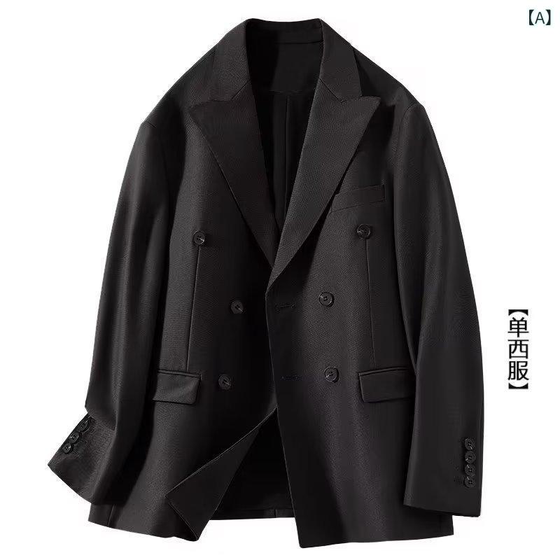 テーラードジャケット メンズ スリム ビジネス カジュアル 春秋 ブレザー 上着 紳士服 男性用 ボタン アウター 通勤 普段使い ブラック グリーン グレー ナイロン 軽量 ストレッチ シンプル トレンド おしゃれ 高級感