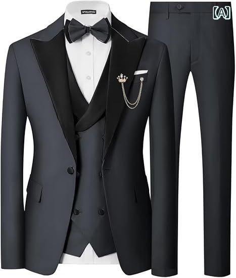 テーラードジャケット メンズ 男性用 スーツ 礼服 ビジネス 結婚式 パーティー スリム ピークドラペル サイドベンツ ボタン 綿混素材 通気性 吸湿 高級感 オールシーズン ブラック ブルー グレー |フロントップ店