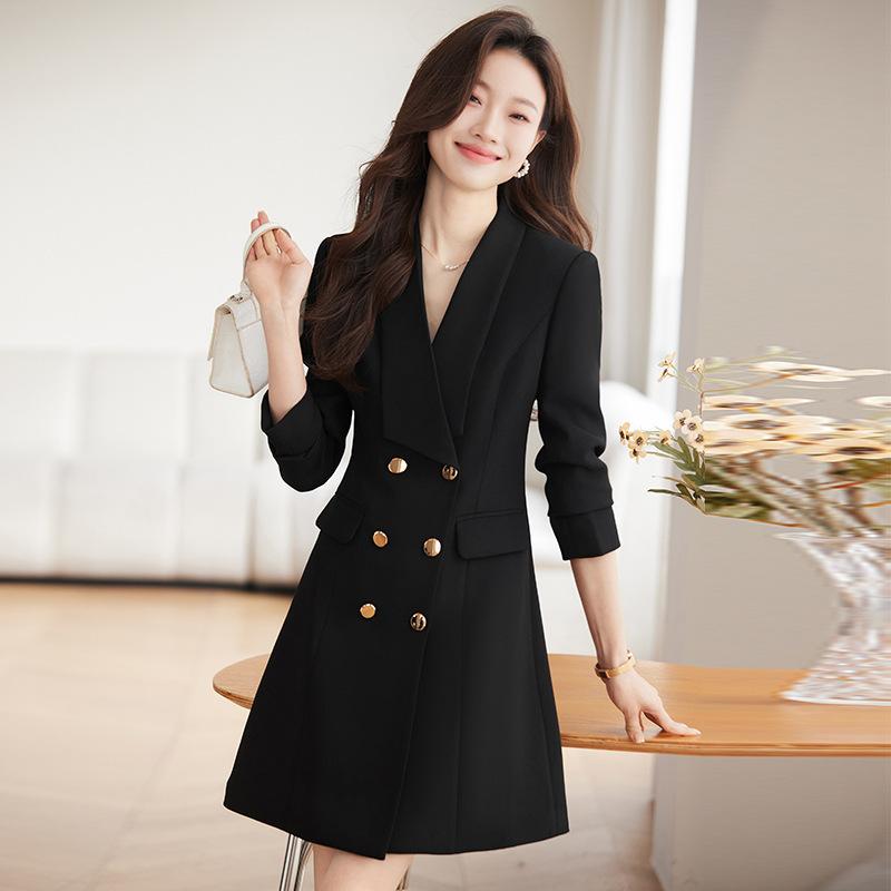 ワンピース レディース テーラードワンピース スーツワンピース フレンチスタイル 高級感 小さめサイズ 通勤 オフィス フォーマル 無地 Aライン 長袖 ショールカラー ボタン ホワイト ブラック 切り替え ポリエステル 春夏 清楚 きれいめ