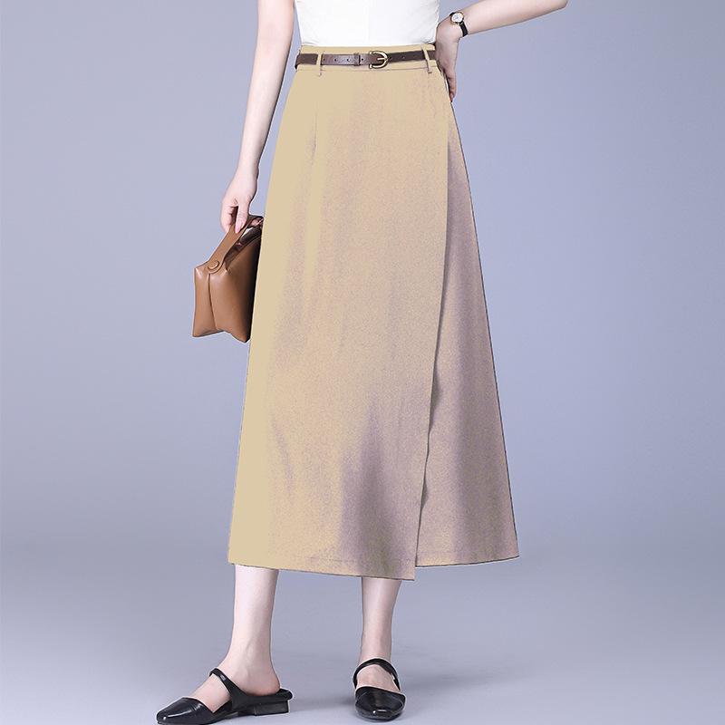 キュロット レディース 春夏 Aライン ワイドパンツ ミモレ丈 膝下 切り替え プリーツ 着痩せ ストレッチ 上品 カジュアル きれいめ 通勤 普段使い オフィス ポリエステル 黒 カーキ ネイビー ボトムス スカーチョ の商品写真