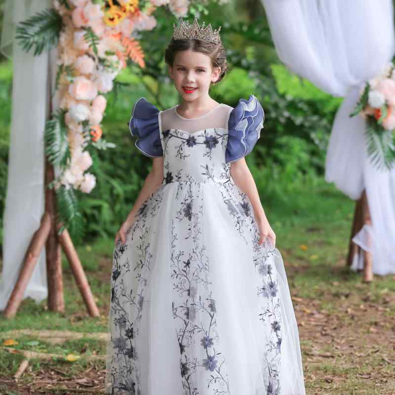 ドレス 女の子 キッズ フォーマル 礼服 ワンピース 発表会 演奏会 結婚式 プリンセス 刺繍 レース チュール サテン 裏地綿 かわいい おしゃれ 高級感 ピンク ブルー パープル オールシーズン ジュニア 子供服